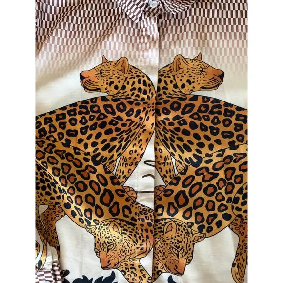 Wild Patter Print Boutique Wide Leg Pant Lounge Set size Small NEW - Picture 6 of 12